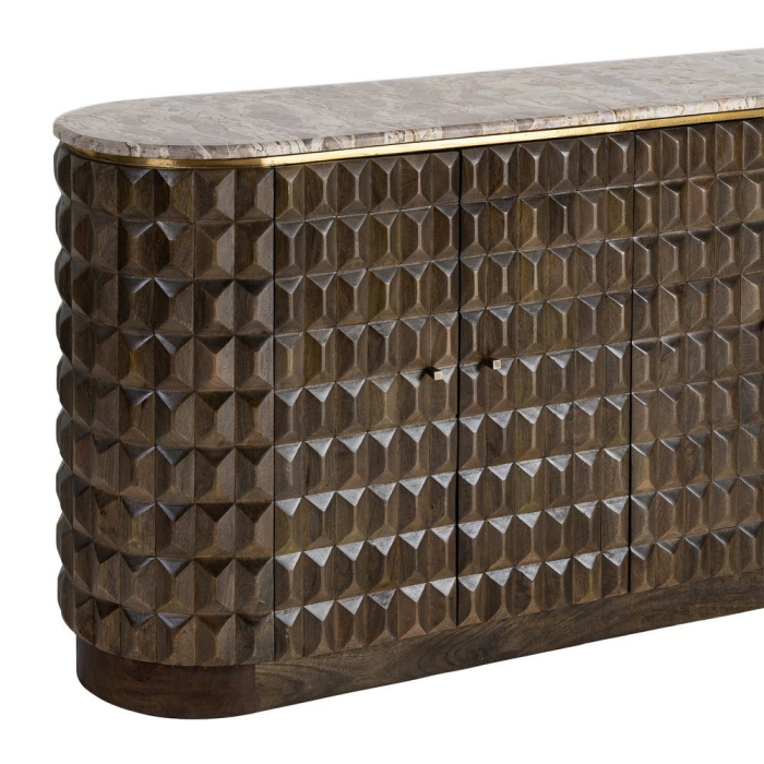 Bufet din lemn de mango cu front geometric si blat din marmura [6]