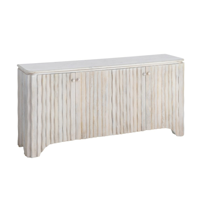 Bufet din lemn de mango cu front texturat manual si blat din marmura [2]