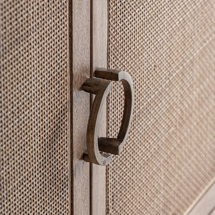 Bufet din lemn de mango cu uși din ratan și colțuri rotunjite [5]