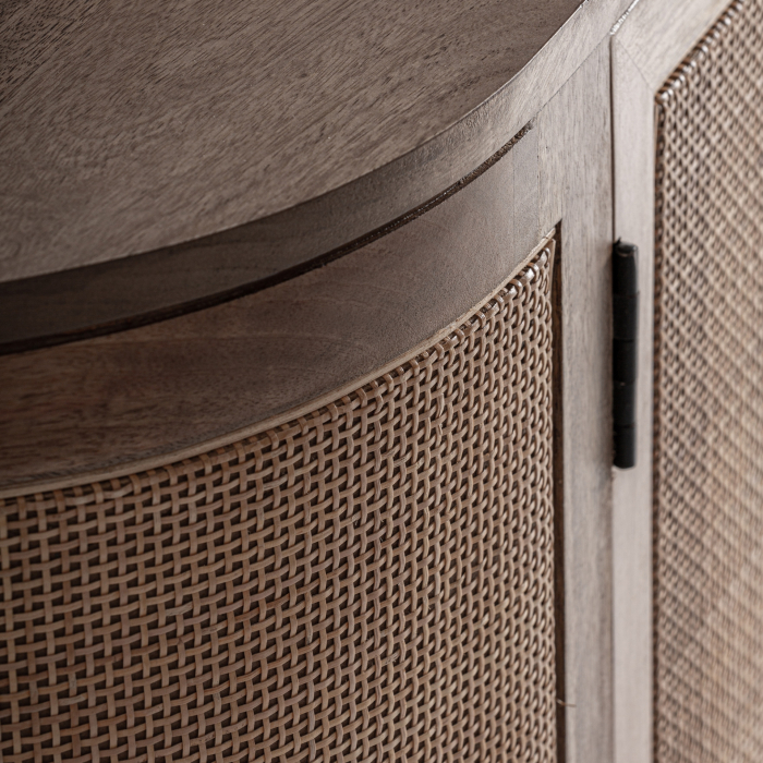 Bufet din lemn de mango cu uși din ratan și colțuri rotunjite [6]