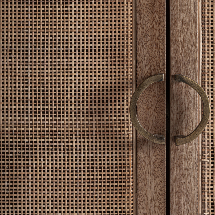 Bufet din lemn de mango cu uși din ratan și colțuri rotunjite [4]