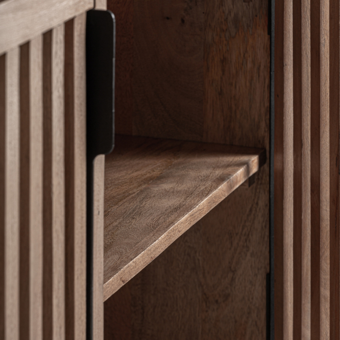 Bufet din lemn de mango cu uși tip grilaj și design orizontal [8]