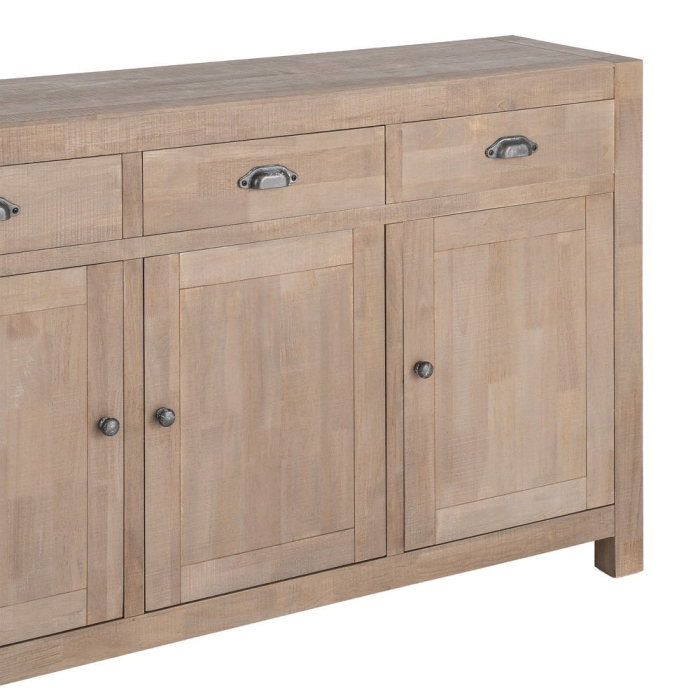 Bufet din lemn de pin cu aspect natural cu trei sertare si trei usi [6]