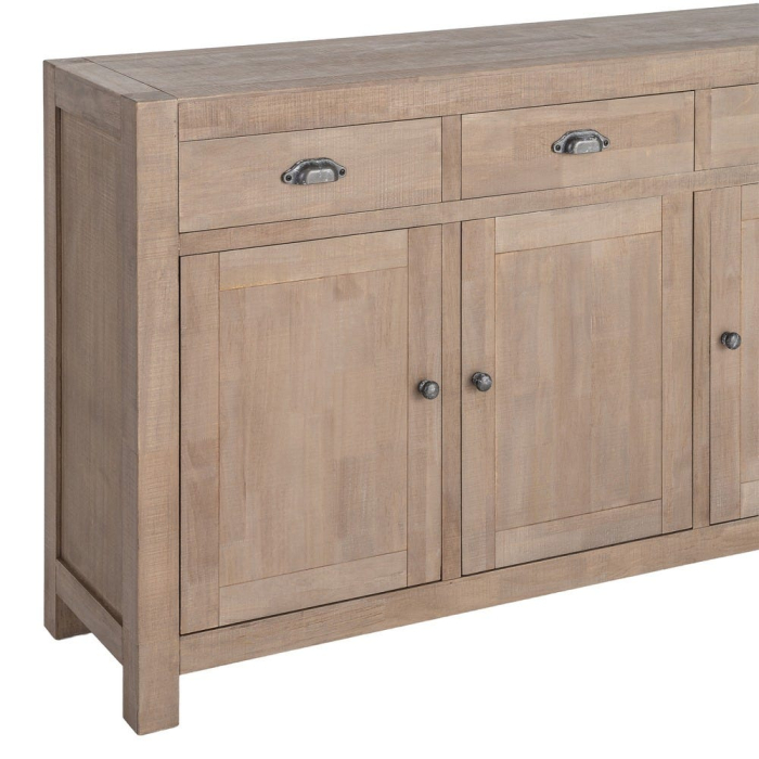 Bufet din lemn de pin cu aspect natural cu trei sertare si trei usi [9]