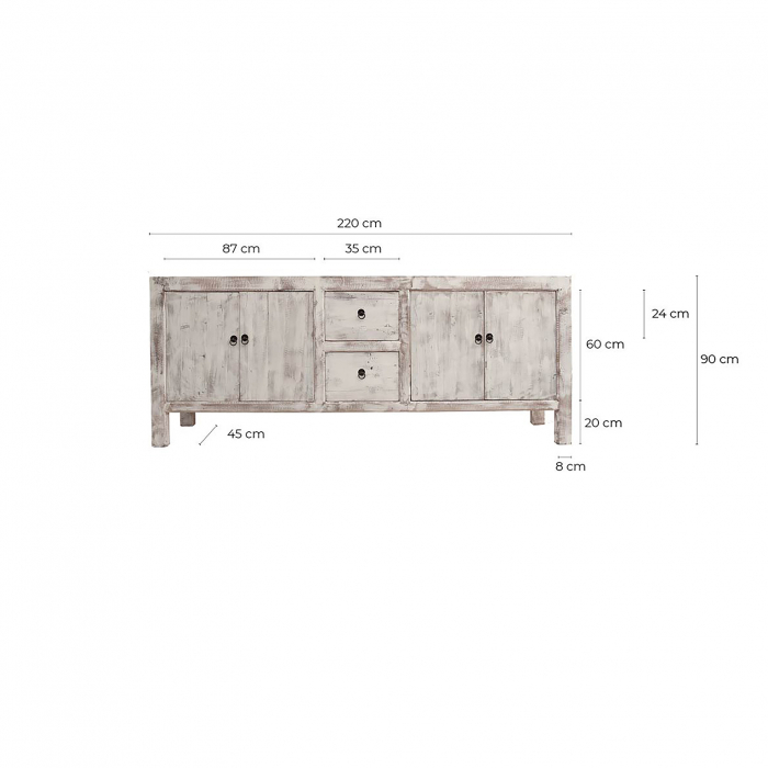 Comoda lemn reciclat alb antic|Comode vintage luminoase [8]