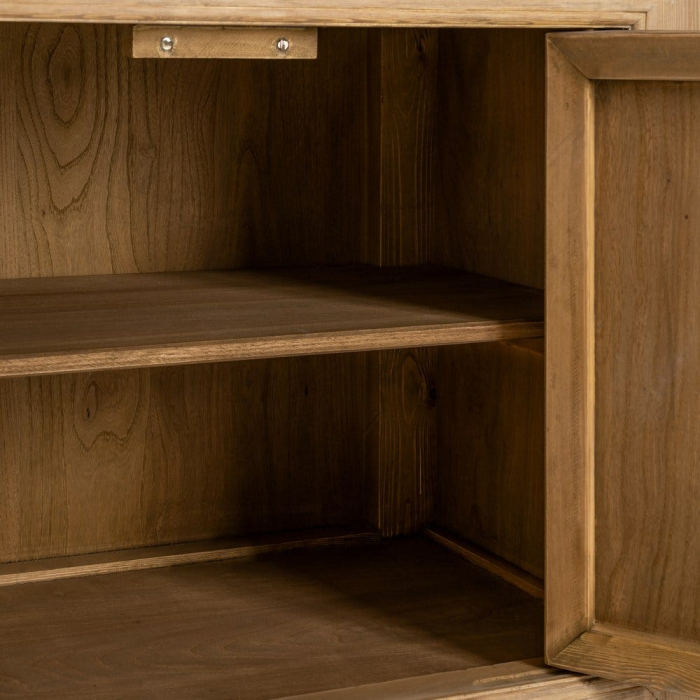 Bufet din lemn de pin reciclat cu sertare si usi pline design japandi [7]