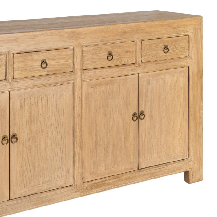 Bufet din lemn de pin reciclat cu sertare si usi pline design japandi [5]