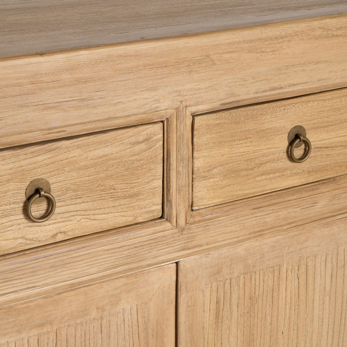 Bufet din lemn de pin reciclat cu sertare si usi pline design japandi [8]