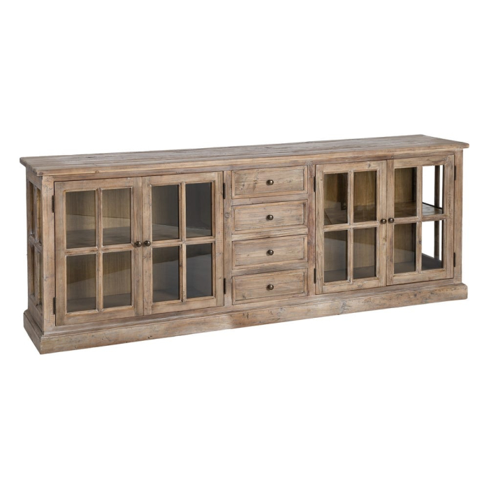 Bufet din lemn de pin reciclat cu vitrine generoase din sticlă [4]