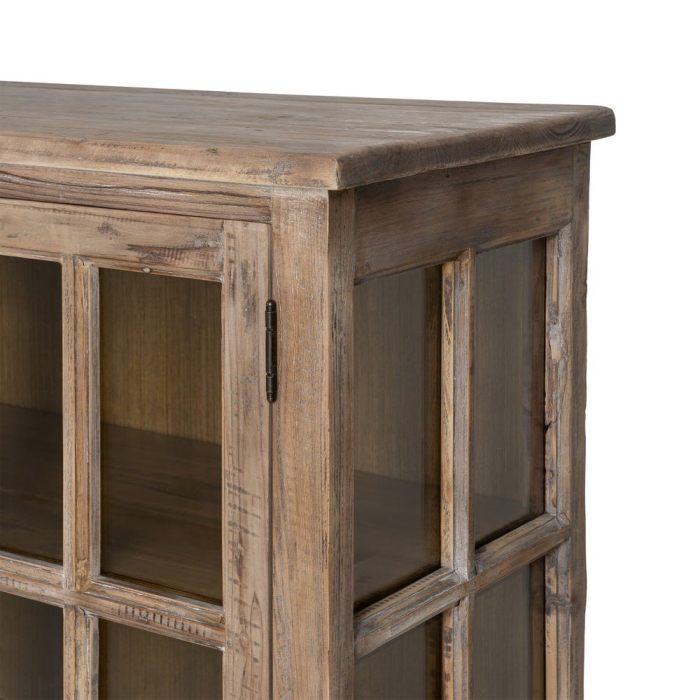 Bufet din lemn de pin reciclat cu vitrine generoase din sticlă [11]