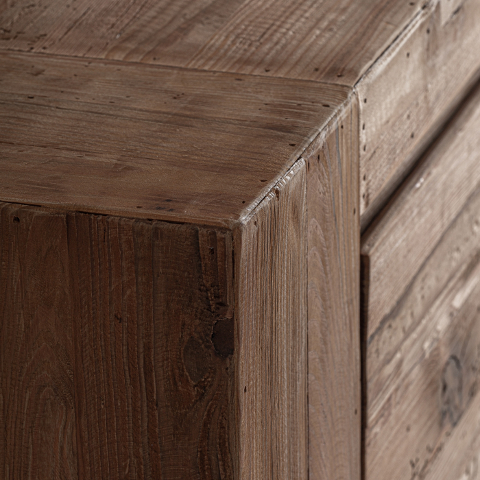 Bufet lemn pin reciclat maro 4 uși aspect natural [5]