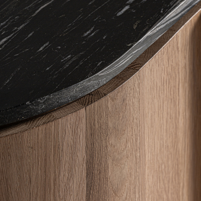 Bufet din lemn de stejar cu blat din marmură neagră și design rotunjit [4]