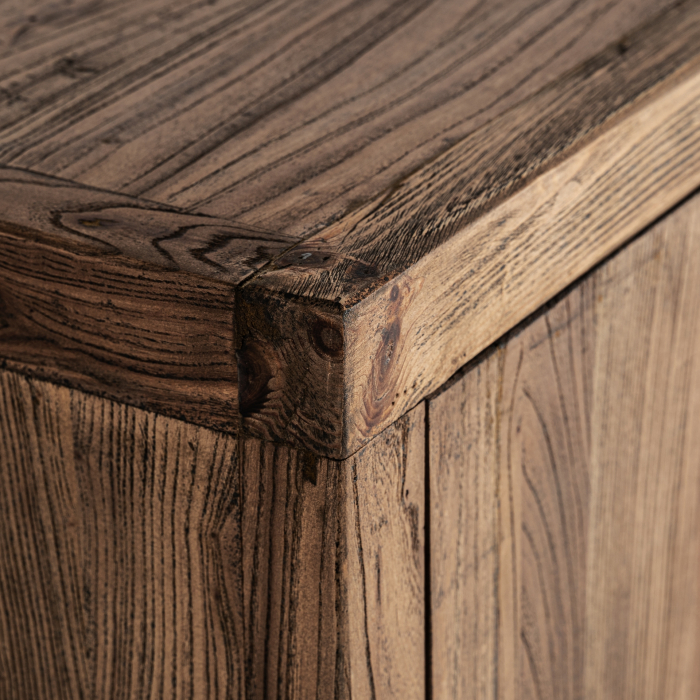 Bufet din lemn de ulm maro cu design masiv și fronturi verticale [6]