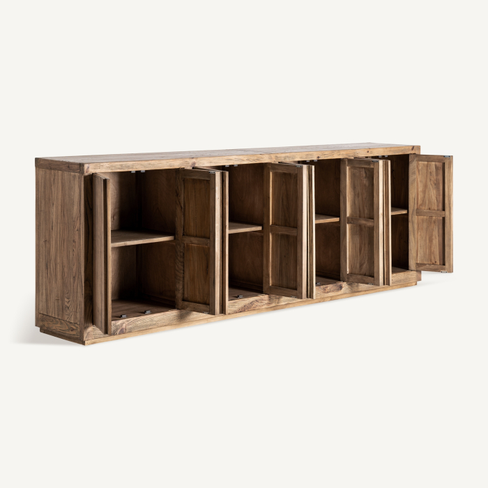 Bufet din lemn de ulm maro cu design masiv și fronturi verticale [3]