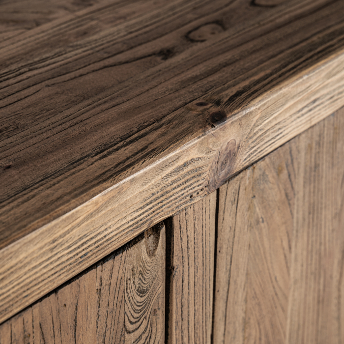 Bufet din lemn de ulm maro cu design masiv și fronturi verticale [4]