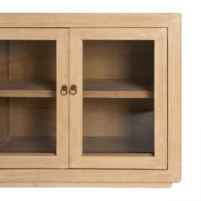 Bufet din lemn de ulm reciclat cu usi vitrate design japandi wabi-sabi [10]