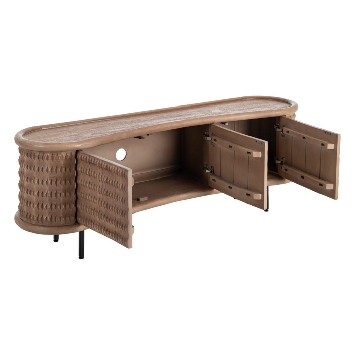 bufet din lemn mango cu front sculptat si picioare metal negru decorativ [3]