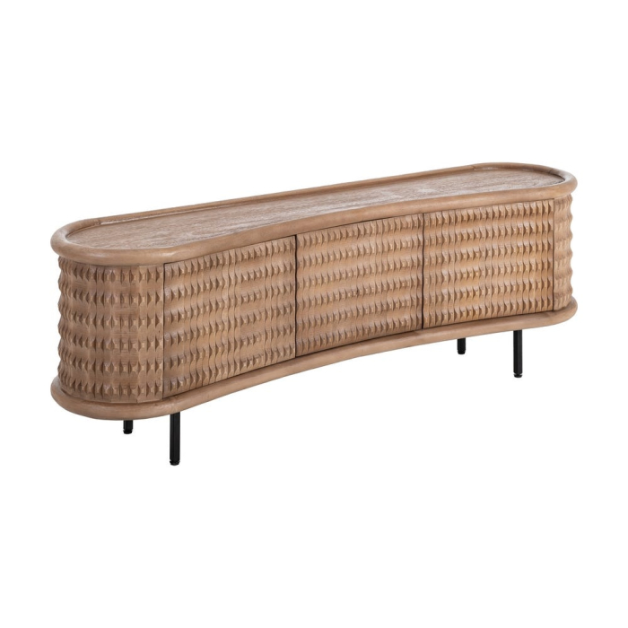 bufet din lemn mango cu front sculptat si picioare metal negru decorativ [2]