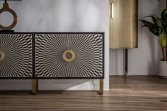 Comoda Art Deco MDF negru alb auriu|Comode elegante [8]