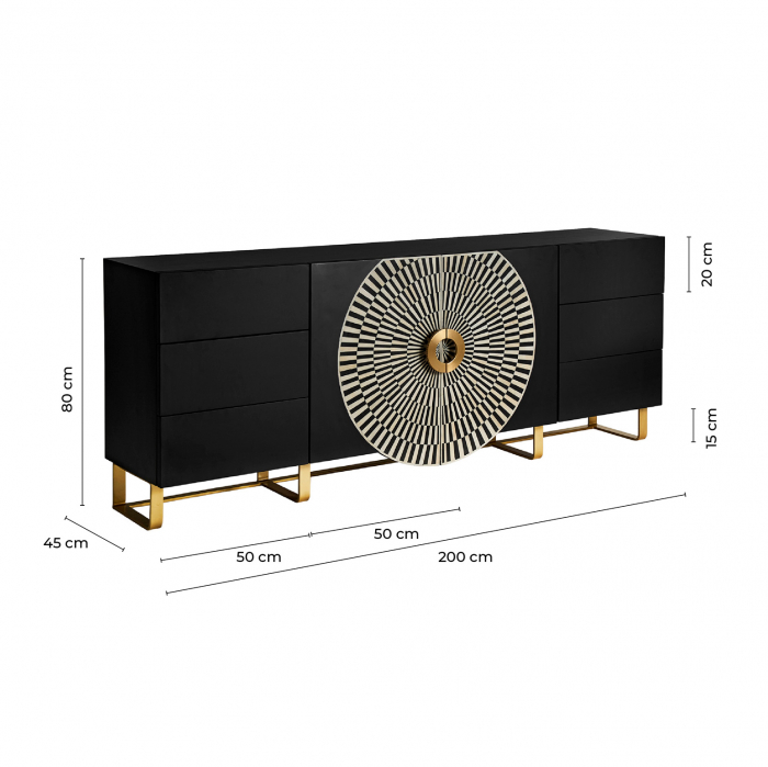 Comoda Art Deco MDF negru alb auriu|Comode luxoase [9]
