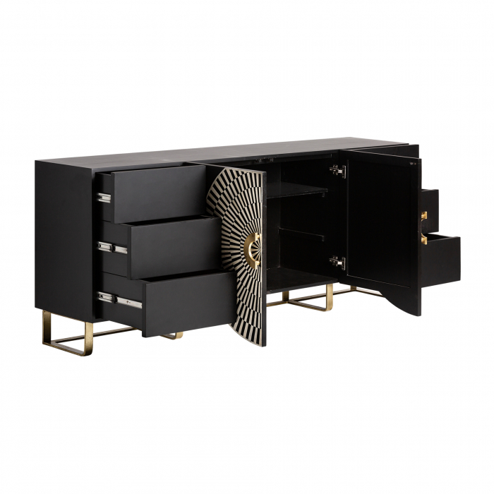 Comoda Art Deco MDF negru alb auriu|Comode luxoase [4]