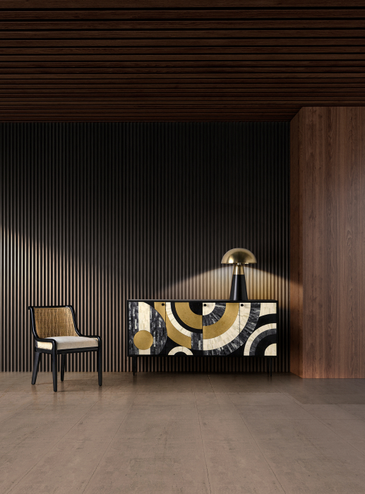 Comoda contemporana MDF negru alb auriu|Comode luxoase [8]