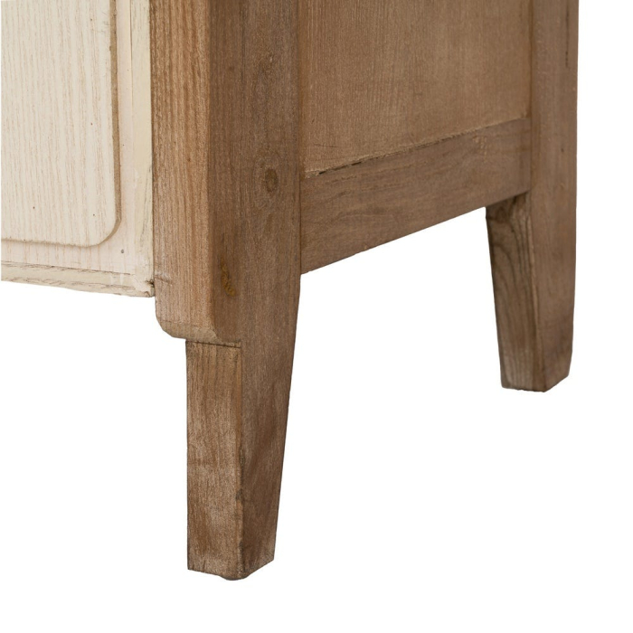 Bufet din lemn reciclat crem cu model geometric si cadru maro deschis 180x45x78 cm [10]