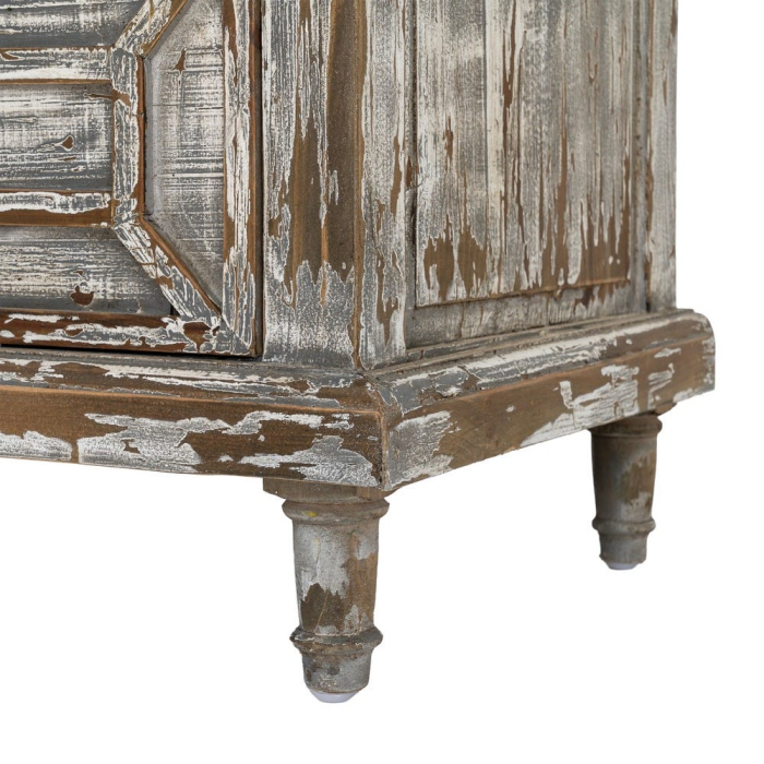 Bufet din lemn reciclat gri antichizat cu 9 sertare si model geometric 180x45x80 cm [12]