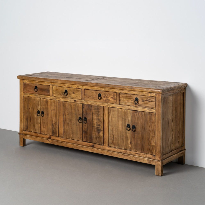Bufet din lemn reciclat maro cu 4 sertare si 6 usi 190x50x80 cm [2]
