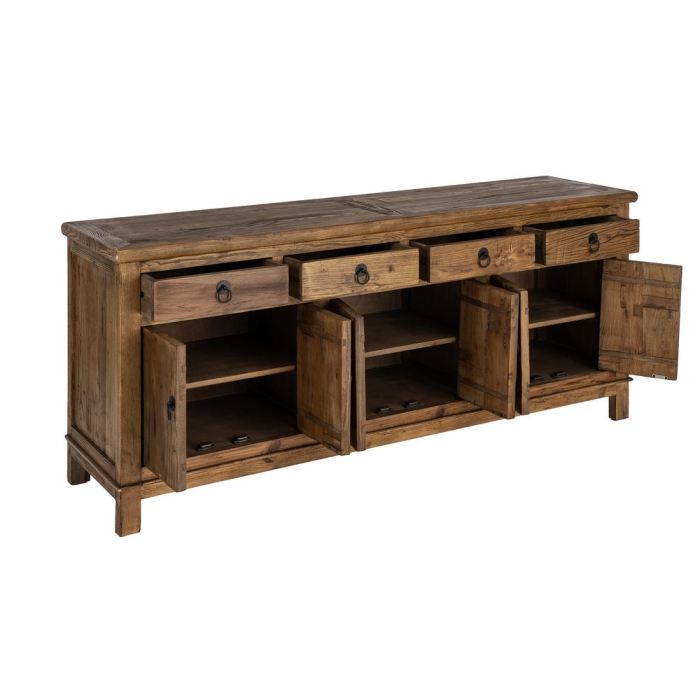 Bufet din lemn reciclat maro cu 4 sertare si 6 usi 190x50x80 cm [4]
