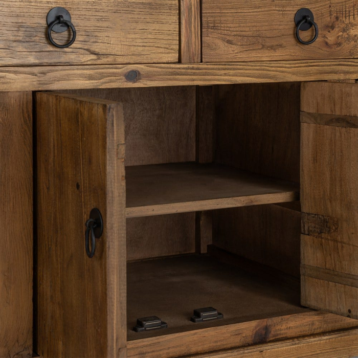 Bufet din lemn reciclat maro cu 4 sertare si 6 usi 190x50x80 cm [8]