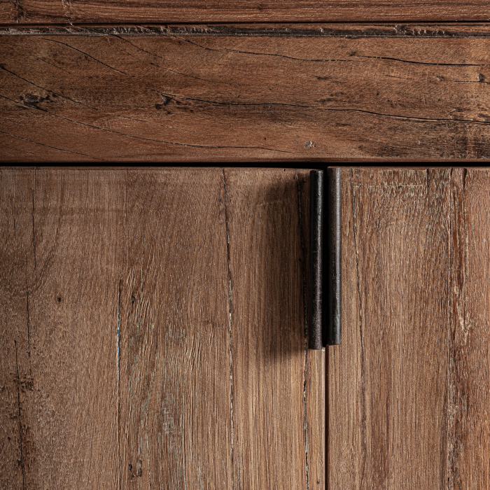 Bufet lemn recuperat maro 4 uși detalii metalice [6]