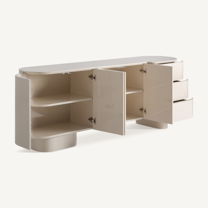 Bufet din MDF alb cald cu forme rotunjite și design fluid [3]