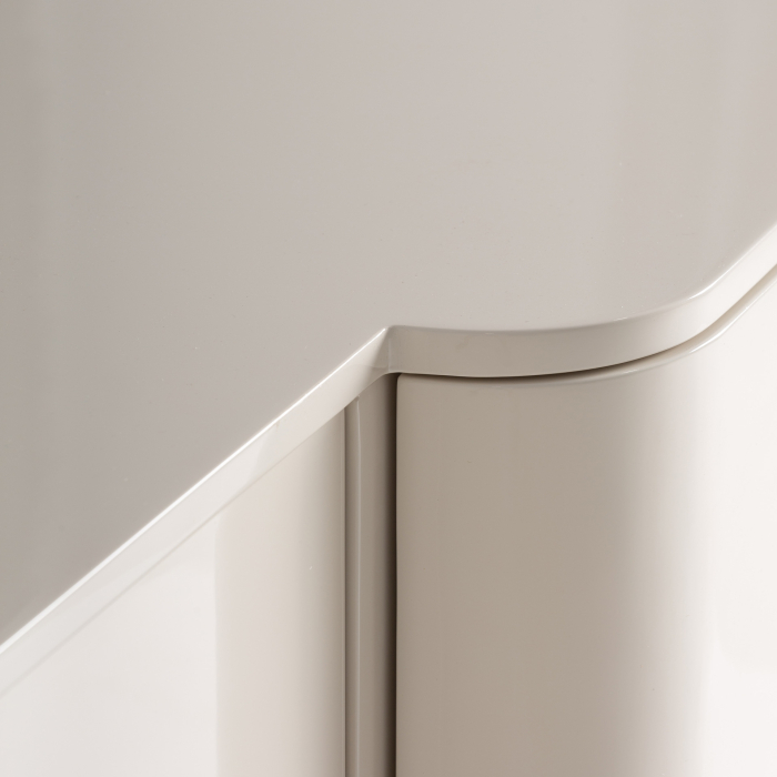 Bufet din MDF alb cald cu forme rotunjite și design fluid [6]