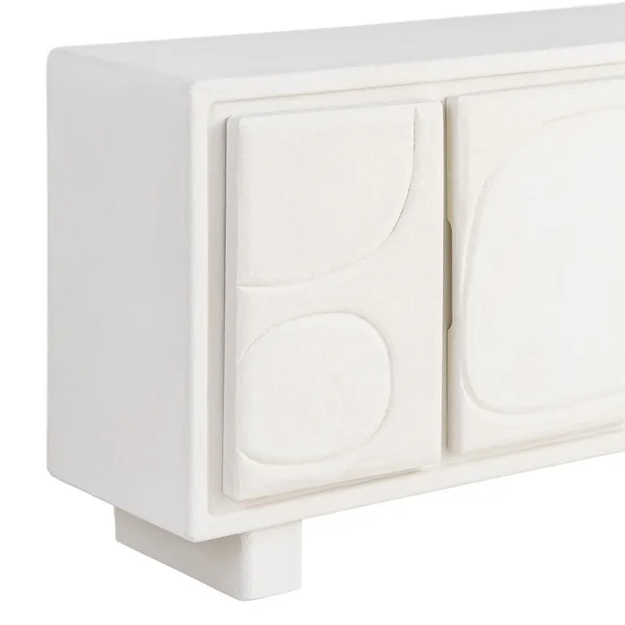 Bufet din MDF alb cu fronturi geometrice decorative [11]