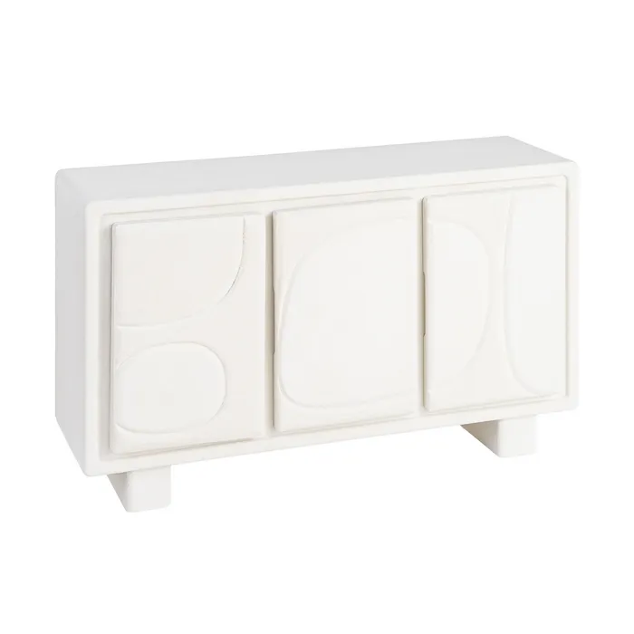 Bufet din MDF alb cu fronturi geometrice decorative [3]