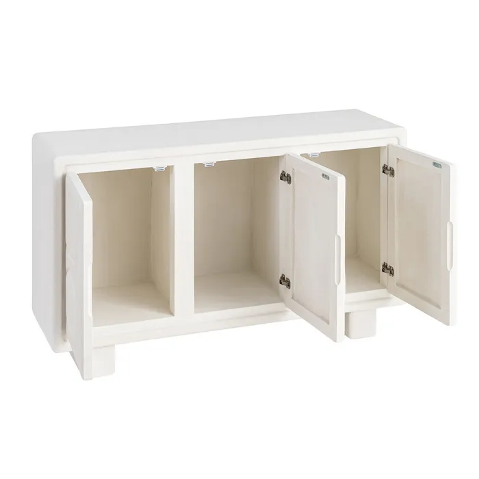 Bufet din MDF alb cu fronturi geometrice decorative [4]