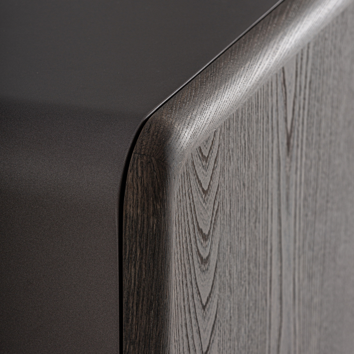 Bufet din MDF maro cu forme rotunjite și design minimalist [4]