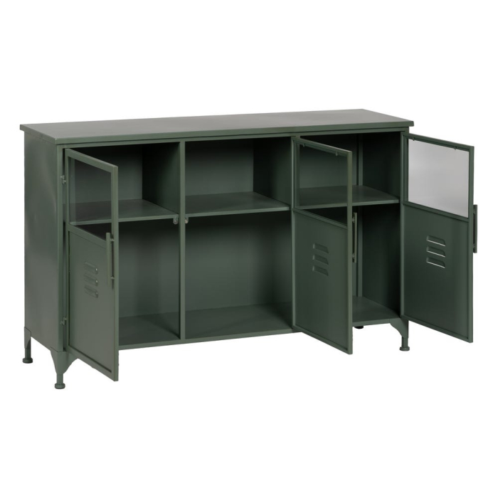 Bufet Green din metal și sticlă verde cu trei uși tip vestiar și picioare scurte [4]
