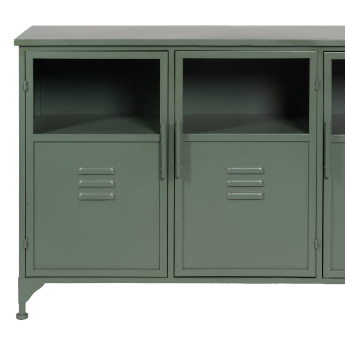 Bufet Green din metal și sticlă verde cu trei uși tip vestiar și picioare scurte [6]