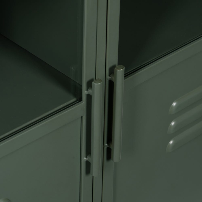 Bufet Green din metal și sticlă verde cu trei uși tip vestiar și picioare scurte [8]