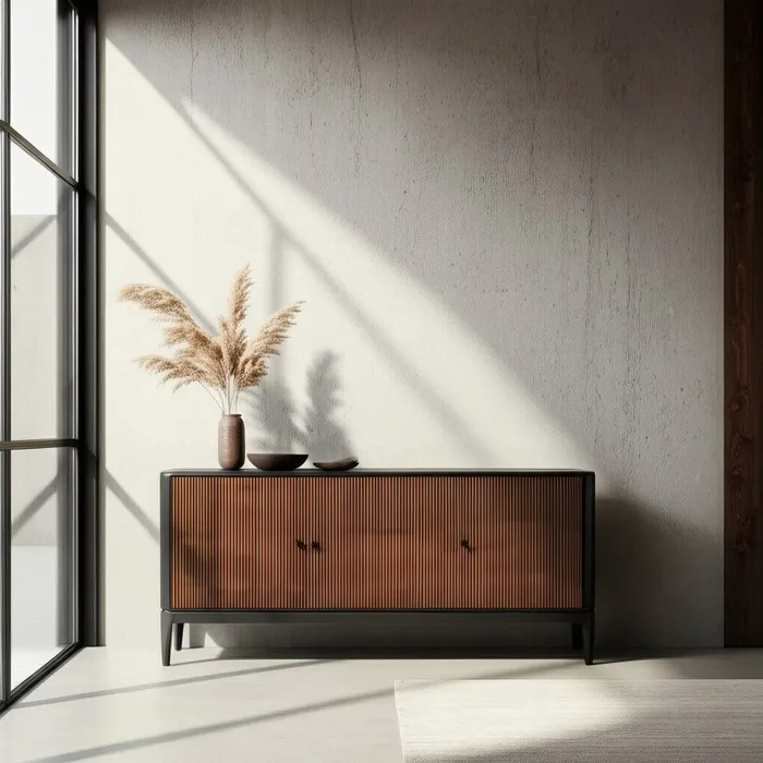 Bufet din lemn de mango și sheesham maro negru cu fronturi texturate [2]