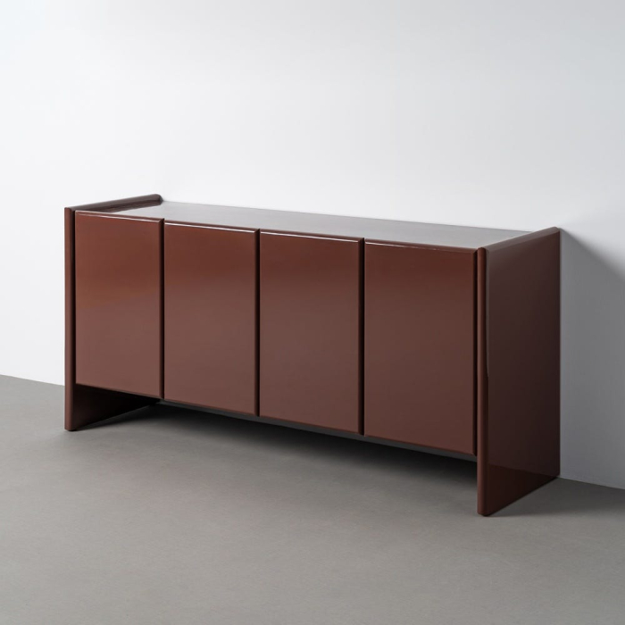 Bufet modern lacuit grena cu blat din marmură naturală pentru interior contemporan [2]