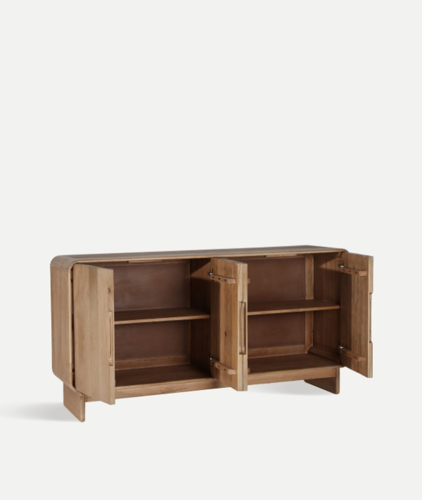 Bufet sideboard din lemn de mango maro deschis – bufet minimalist cu 4 uși și spațiu generos [3]
