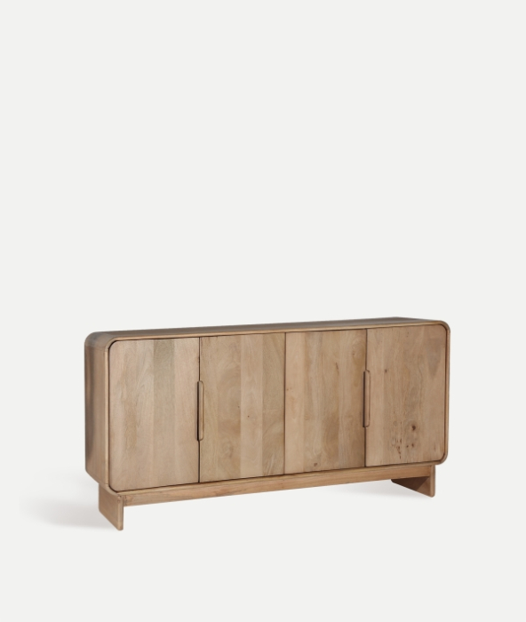 Bufet sideboard din lemn de mango maro deschis – bufet minimalist cu 4 uși și spațiu generos [2]