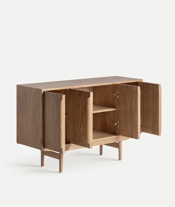 Bufet sideboard din lemn de mindi maro – sideboard nordic cu 4 uși și compartimente practice [3]