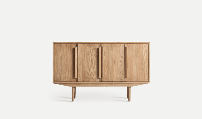 Bufet sideboard din lemn de mindi maro – sideboard nordic cu 4 uși și compartimente practice [4]