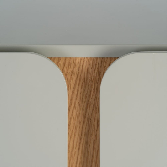 Bufet taupe MDF picioare stejar [7]
