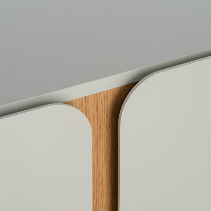 Bufet taupe MDF picioare stejar [5]