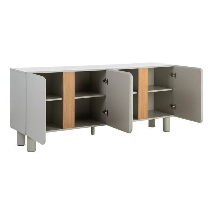 Bufet taupe MDF picioare stejar [3]